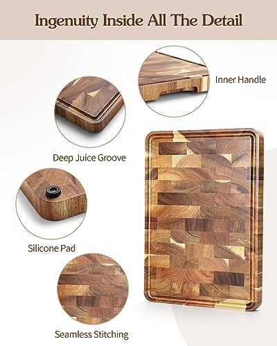 Acacia Wood End Grain Cutting Board (13.8"L x 9.8"W)