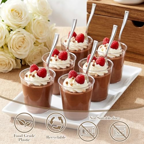 300 Pieces Plastic Silver Mini Spoons (Silver / Mini Spoons)