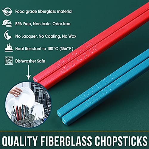 Fiberglass Reusable Chopsticks (Multi Cherry-10 Pairs)