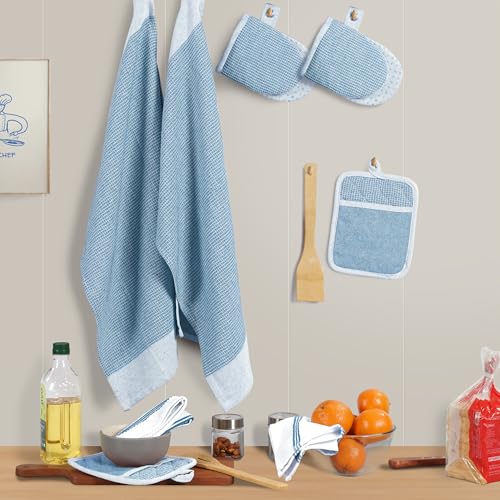 Silicone Oven Mitts Set (03: Oven Mitts - Cornflower / Oven Mitt Set - 8 Pack)