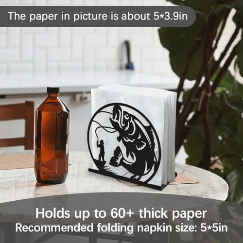 Fishing Decorative Black Metal Napkin Holder for Table