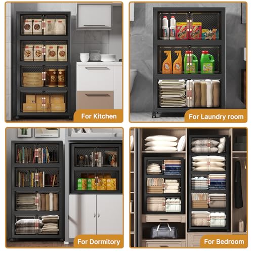 600QT Stackable Storage Bins with Lids (Black / 25.6"L)