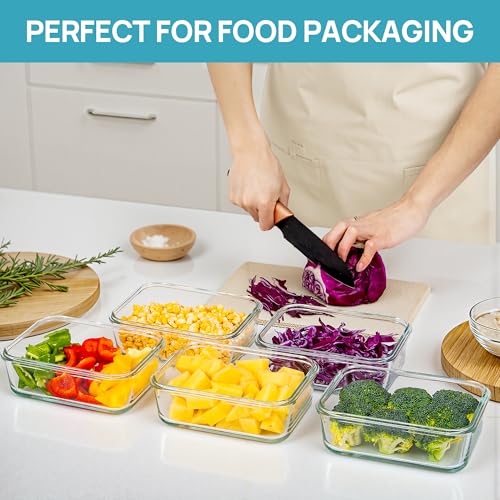 5Pack 30oz Glass Meal Prep Container Sets with Lids (Grey / 30oz)