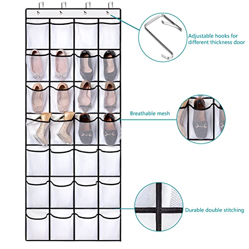 28 Large Pocket Over the Door Shoe Organzier (White-1 pack of 28)