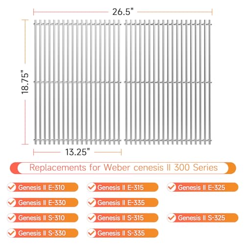 18.75" x 26.5'' Stainless Steel Cooking Grates for Weber (18.75''D x 26.5''W)
