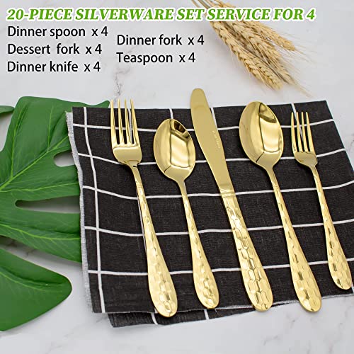 20 Piece Silverware Set for 4 (Gold)