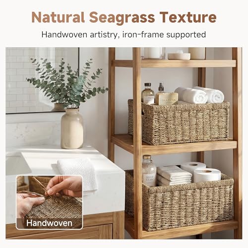 Wicker Storage Baskets (Natural (Seagrass) / 15"L x 11"W x 7"H + 13"L x 9"W x 6¼"H)