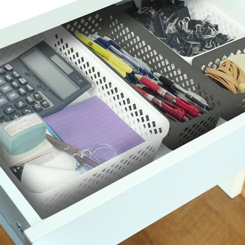 Plastic Storage Basket Set (Grey / Medium)