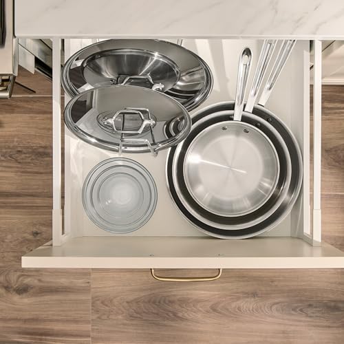 D3® Stainless Steel 5 Piece Frypan Set (5 pc set – Includes 8", 10", and 12" fry pans)