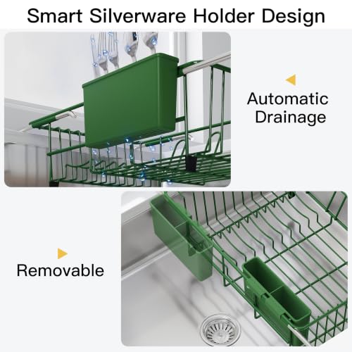 Green Dish Drying Rack in Sink (Green / For 12"-30"w Sink)