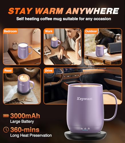 Self Heating Coffee Mug T2 (Lilac Violet / 16oz)
