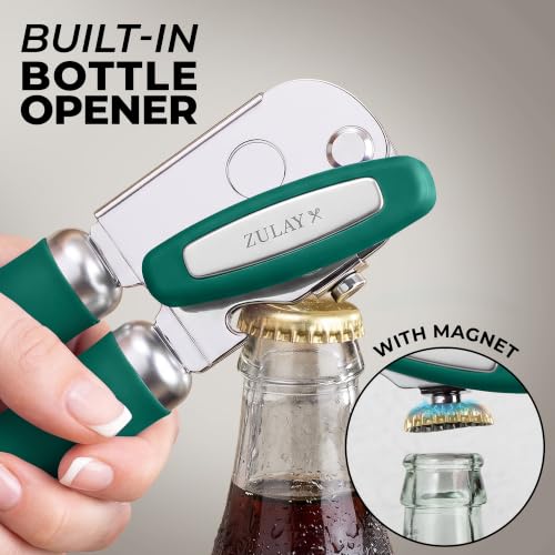 Stainless Steel Swing Open Manual Can Opener Comfortable Grip (Emerald / Swing Open)