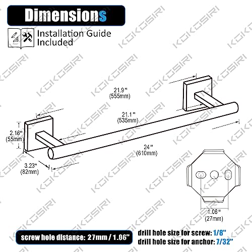 Bathroom Towel Bar Bath Towel Holders for Toilet Kitchen Cabinet Wall Mount 24 Inch Oil Rubbed Bronze Stainless Steel B4005ORB (Oil Rubbed Bronze / 24-Inch)