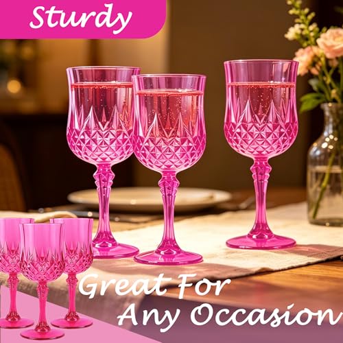 48Pack Plastic Wine Glasses (Hot Pink)