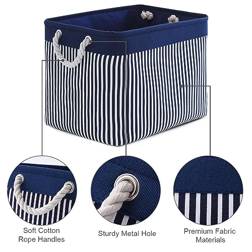 Organization and Storage Basket for Shelves (Navy Patchwork / Large Cube-2 Pack)