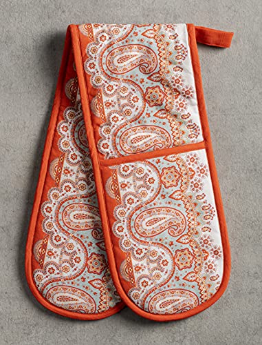 Double Oven Mitts 100% Cotton Double Oven Glove (059 - Cachemire / 7" x 35" (Double Oven Mitt))