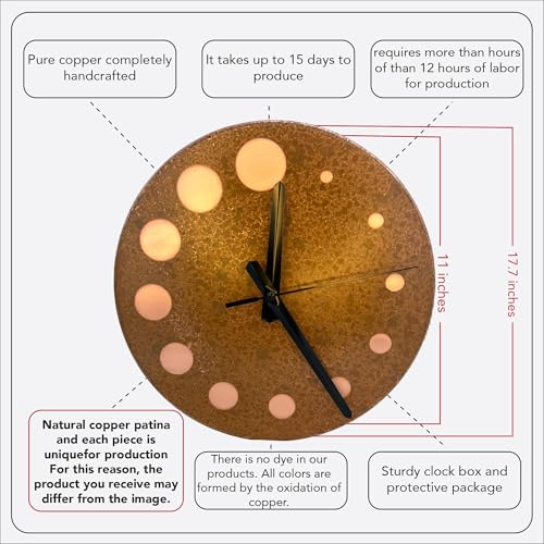 Handmade Pure Copper Wall Clock for Home Decoration (Circles of Time / 11)