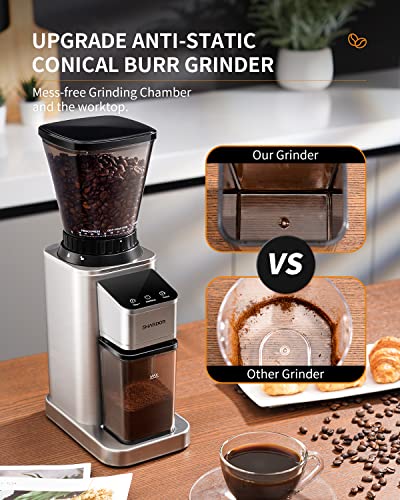 Conical Burr Coffee Bean Grinder (Silver)