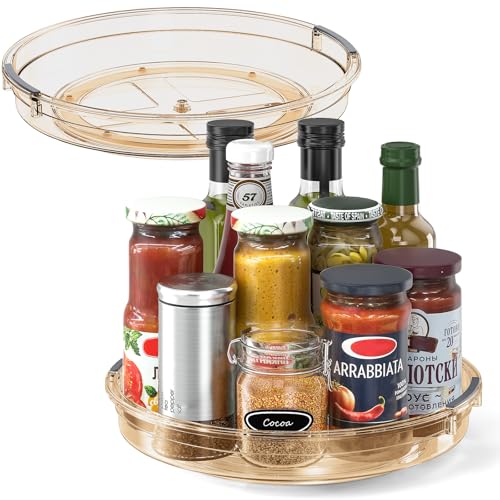 2 Pack 10.6in Lazy Susan Organizer Turntable for Cabinet (Amber / 10.6 inch)