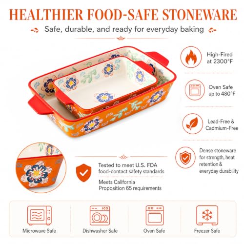 Ceramic Baking Dish Set (Warm Designed Orange)