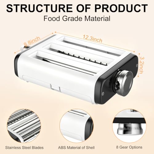 Pasta Maker Attachment for All Kitchenaid Mixers (Black-White)