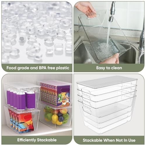 Clear Stackable Storage Bins with Lids (XL(13x7.4x7))