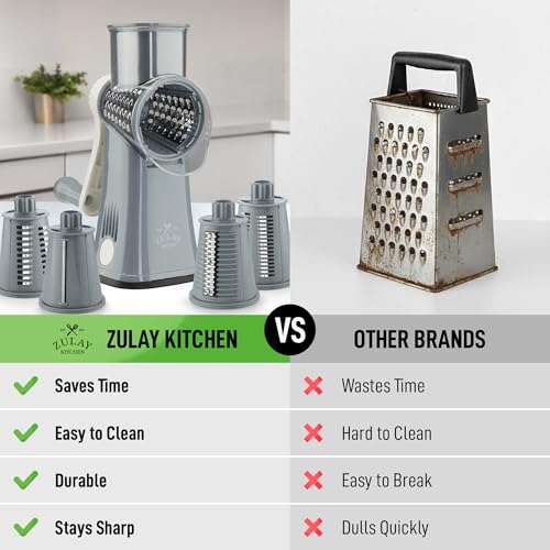 Rotary Cheese Grater Manual Hand Crank 5 Blade Shredder
