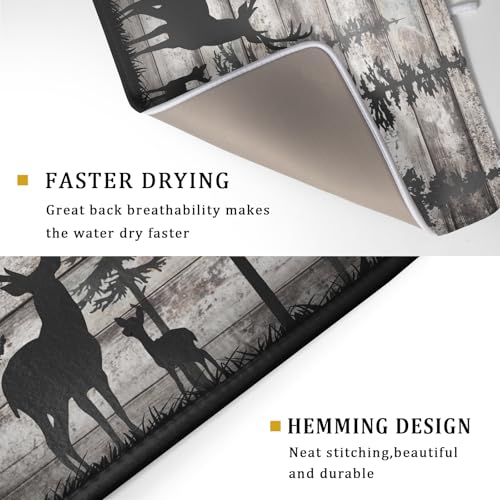 Forest Deer Dish Drying Mat Wildlife Animal Decorative Microfiber Dishes Pad 18x24 Inch Absorbent Reversible Kitchen Counter Drainer Mats (Black Forest Deer / 18" x 24")