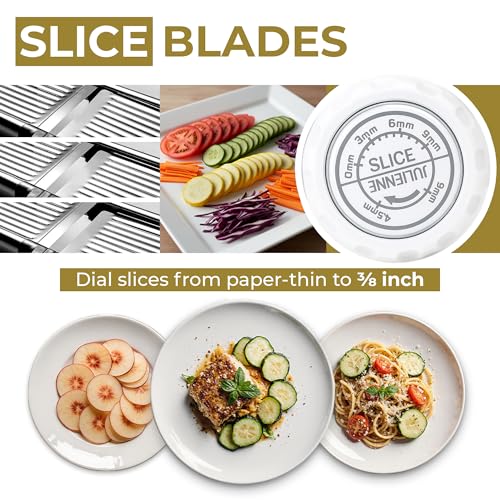 Gramercy Mandoline Slicer for Kitchen with 12 Slice Settings (White/Silver)