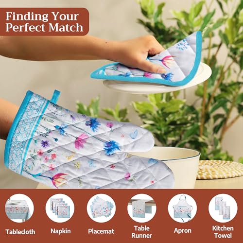 Maison d'Hermine Oven Gloves 100% Cotton Oven Mitt (080 - Flower in the Field / 7.5" x 13" (Oven Mitt))