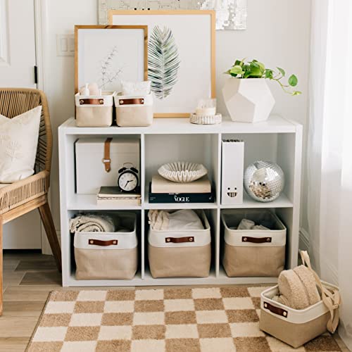 15x11in Canvas Storage Baskets 3 Pack (Beige / Off-White / Large - 3pc)