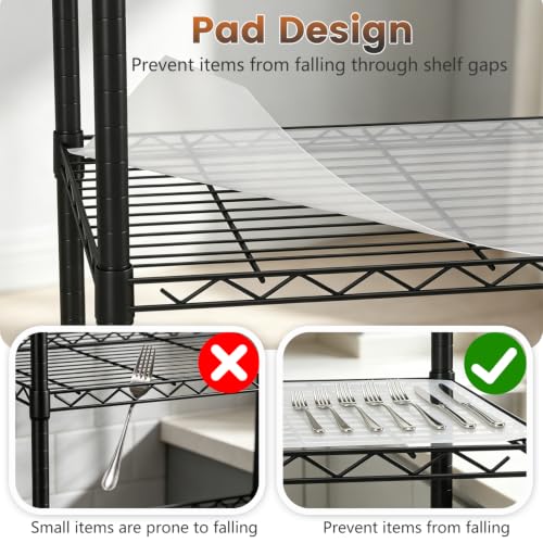 6 Tier Wire Storage Shelves with PP Shim (Black / 45×18×82 with PP Shim)