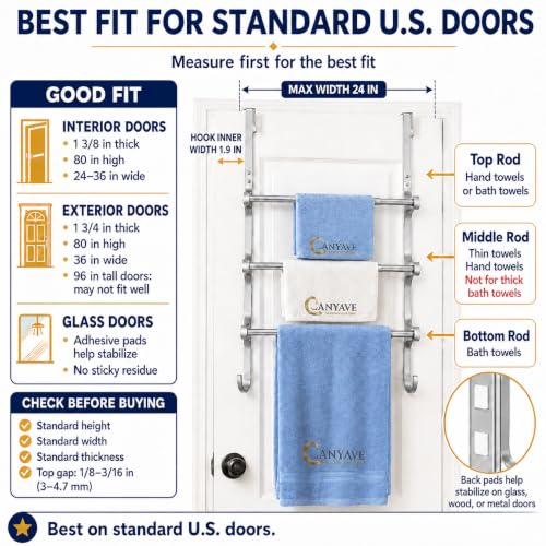 Over The Door Towel Rack (17.32"L / Silver Gray)