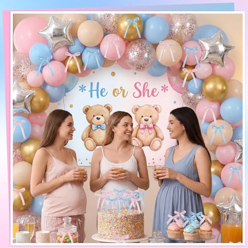 30 Pack Pink Blue Bow Cake Toppers Ribbon Bows for Cake (Pink, Blue)