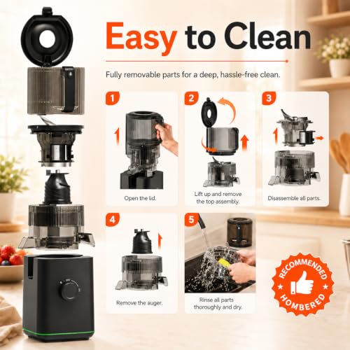 Aobosi 3-in-1 Juicer Machines, 6.5" Oversized Wide Feed Chute for Whole Fruits & Vegetables, 600 Max Cold Press Juicer with Pre-Cutter System, Triple Filtration, 99% Juice Yield (Black)