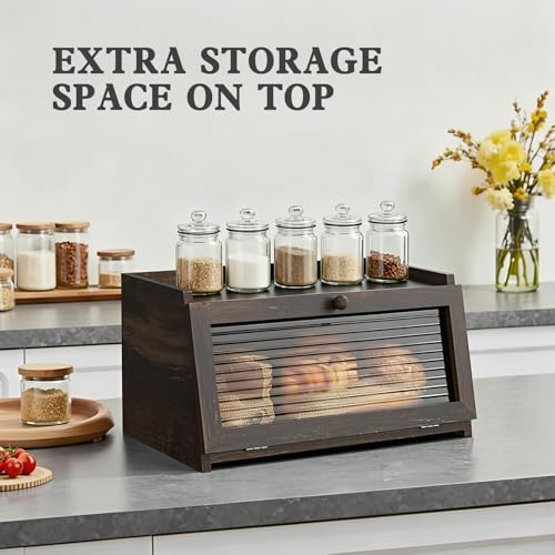Bread Box for Kitchen Countertop (Weathered Charcoal / 1‑tier)
