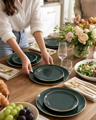 60PCS Green Plastic Plates (Green / 60 PCS)