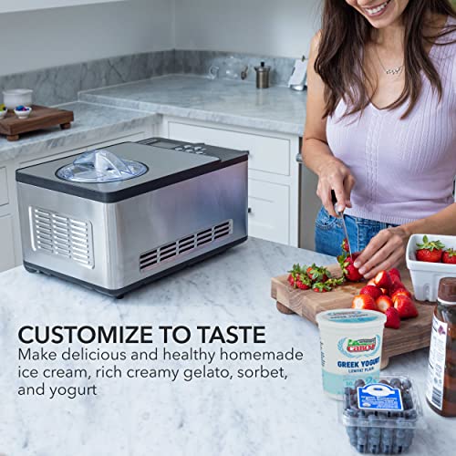 Ice Cream Maker Machine & Yogurt Automatic 2 Qt. with Built (2 Quart / Stainless Steel)