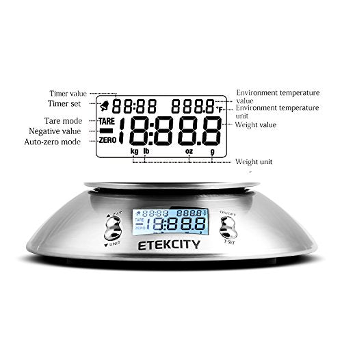 Food Scale with Bowl (Stainless Steel-Silver / 11lb / 11lb)