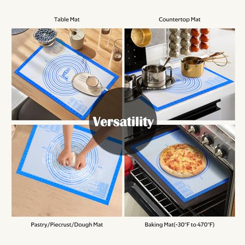 Nonstick Silicone Pastry Baking Mat Large Measurements 16x24'' for Dough (Blue / 24"L x 16"W)