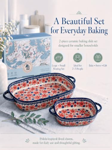 2 Piece Polish Pottery Style Ceramic Baking Dish Set (2 Count)