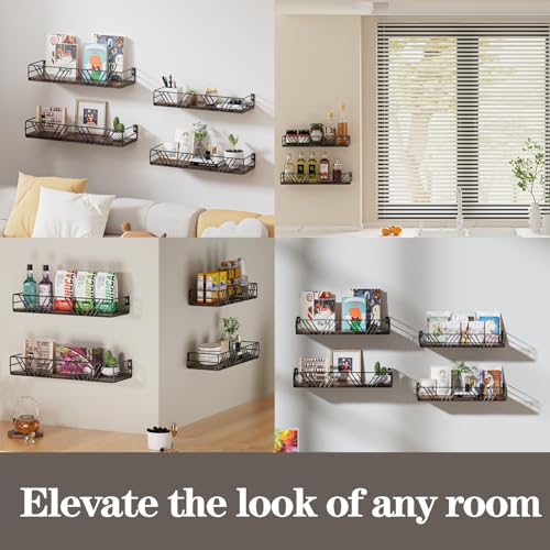 Floating Shelves for Wall Set of 4 (Brown)