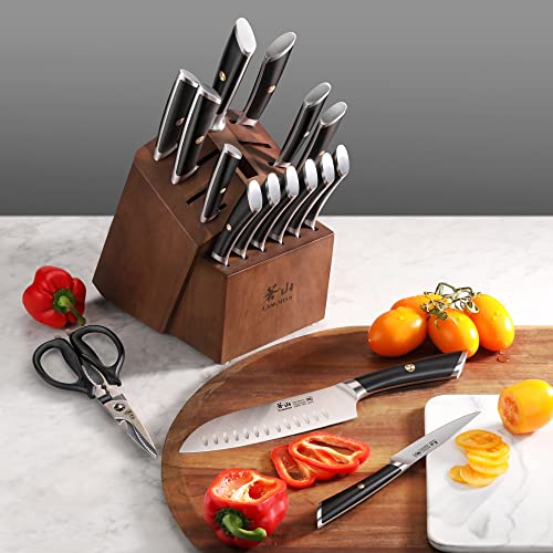 ELBERT Series German Steel Forged Knife Block Sets (17-Piece / Black)