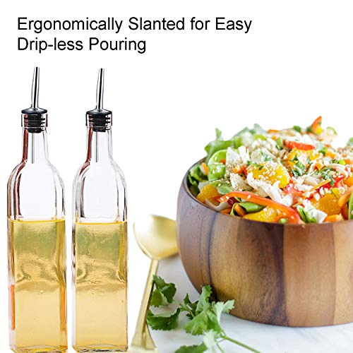 Olive Oil Pour Spout Stainless Steel Bottle Spout for Pours Liquor Vinegar Syrup or Oils with Stainless Steel Funnels (2pc + funnels)