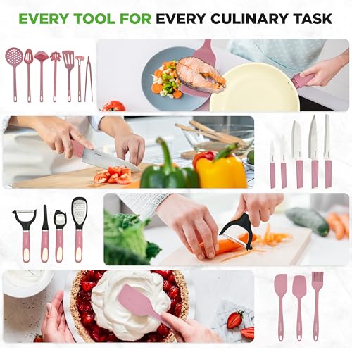 54 Piece Kitchen Cookware Set (Blush Pink / 54pc Set)