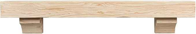 MANTELSDIRECT Breckenridge 72” Fireplace Mantel Shelf with Corbels – Rustic Floating Mantel Shelf for Over Fireplace – Unfinished - Wood Shelf for Wall – Pine Box Construction