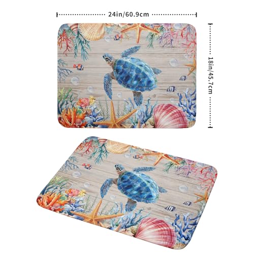 Sea Turtle Dish Drying Mat 18x24 inch Tropical Ocean Fast Dry Absorbent Microfiber Dishes Drainer Rack Pad for Countertop Bar Table Decor (Marine Turtle / 18" x 24")