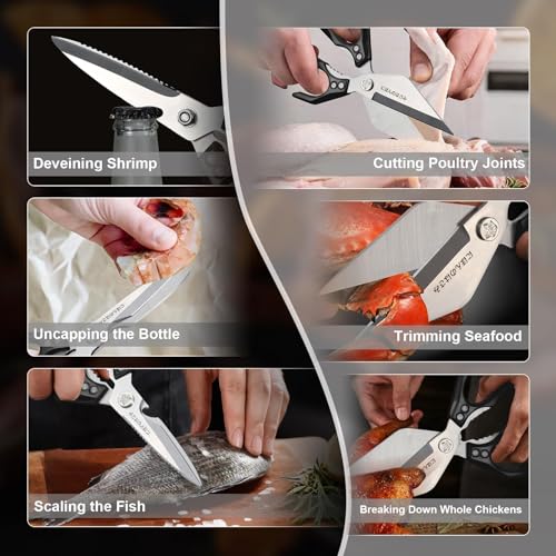 Heavy Duty Poultry Shears Set for Chicken (Black)