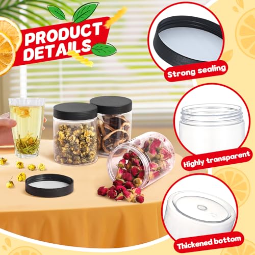 48 PCS 8 OZ Plastic Jars with Screw On Lids (black / 8 Ounce)