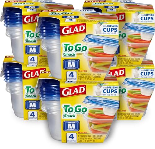GladWare To Go Lunch Containers with Dressing Cup (Round / 32 oz - 24 Count)